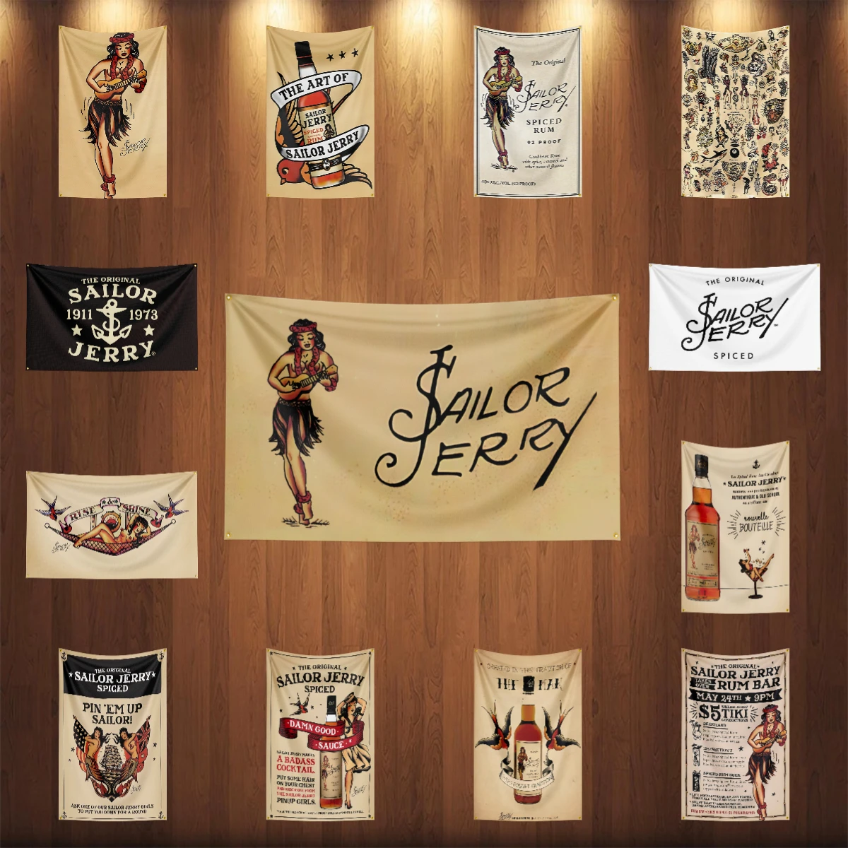 Wine Beer Rum - Bandiera 3x5ft S-Sailor Jerry's Rum in