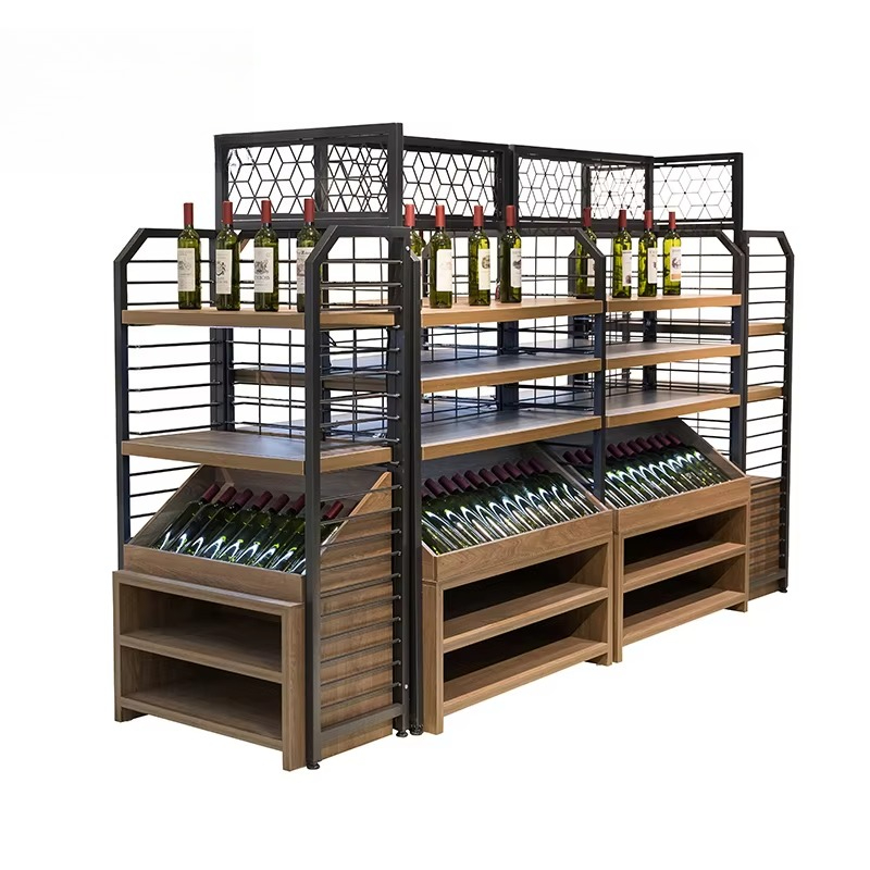 Wine Beer Supermarket - Scaffale per vetrina in legno per