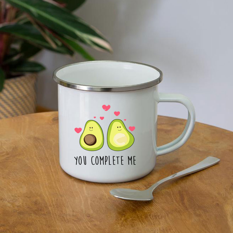 Wine Beer Coffee Drink - Cartoon You Complete Me Avocado Print