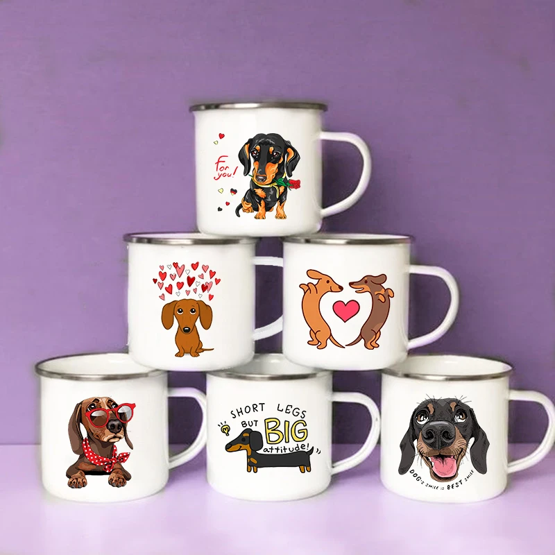Wine Beer Coffee Drink - Divertente bassotto stampa creativa smalto tazza